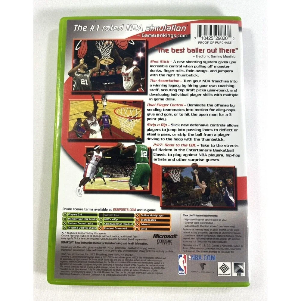 NBA 2K6 Microsoft Xbox 2005 2K Sports Complete with Manual Tested